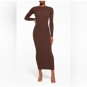 SKIMS Fits Everybody Crew Neck Long Sleeve Dress